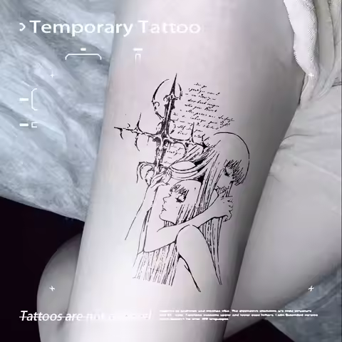 Anime Beauty Cross Herbal Juice Tattoo Sticker Fake Tatto Temporary Tattoos Tatoo Tatuaje Hotwife Ne