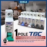 [SIRIM] TBC 1 Pole MCB 6-63 AMP Electric Miniature Circuit Breaker for Home Din Rail Installation