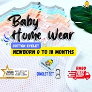 [Little Cute-Bee] Newborn Baby Clothing Eyelet Singlet Set | Baju Baby Newborn Berlubang (Singlet+Pa