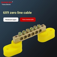 6 * 9 Zero Wire Row 6 Holes Zero Row End Grounding Copper Row Grounding Row Distribution Box Zero Gr