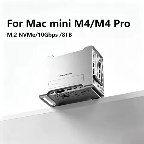 Mac Mini M4/M4 Pro Stand, Built‑in M.2 NVMe SSD Enclosure, 10Gbps Type‑C Hub, 4K 60Hz HDMI, SD4.0/TF