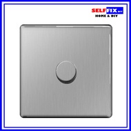 British General Brushed Steel FBS81P Dimmer 1 Gang 2 Way Switch 400W Flat Plate Steel