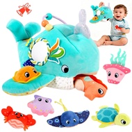 Soft Ocean Adventure Baby Toy with Rattle, Crinkle Paper, Squeaker, Mirror - Baby Sensory Montessori