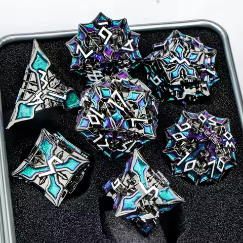 7Pcs Heavy Metal DND Dice Set, Solid Metal Polyhedral Dice for Role Playing Game, Antique D&D Dice f