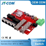 JT-COM Industrial 6-Port Gigabit Switch PCBA | 2 SFP + 4 RJ45 | Wide Temp -40~85°C | 9–57VDC Embedde