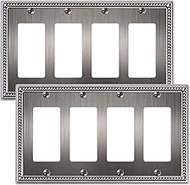 2-Pack Quad Decorator Outlet Cover Plate, Silver Pearls Decorative Switch Plates and Outlet Covers, 