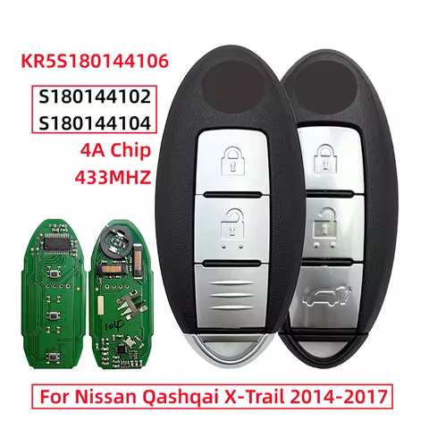 S180144102 S180144104 433MHz 4A Chip 2/3 Button Smart Keyless Go Key Fob For Nissan X-Trail Qashqai 