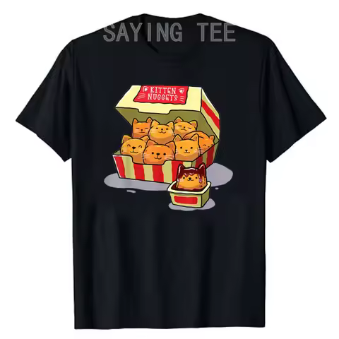 Kitten Nuggets Food Pun Cat Lover Gift Chicken Nuggets T-Shirt Cute Cool Cat Moms Dads Clothes Lovel
