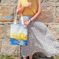 龍珠島日落 帆布袋 側背袋 Mstandforc 雙面印刷 含拉鍊內袋