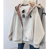 [Echo Chic]✨Off-Season Discount Sale✨ American Check Lazy Style Zipper Jacket Women Cover Butt Jacke