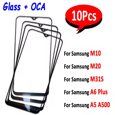 10Pcs，NEW Glass Cover Out OCA Glass LCD Front Panel Lens Touch Display Screen For Samsung M10 M20 M3
