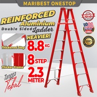 8 STEP Ladderman RED Reinforced Heavy Duty Aluminium Double Sided Ladder Multi Purpose Ladder Tangga