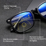 8082New Progressive Multifocal Anti-Blue Light Reading Glasses with Dual-Focus Function for Men and 