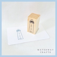 Lighthouse Wooden Rubber Stamp - Nautical Beacon Ocean Stamps - Scrapbook Journal Planner