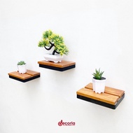 Decorla Floating Shelf Wall Shelf Dutch Teak Wood Iron Display Minimalist Decorative Floating Shelf