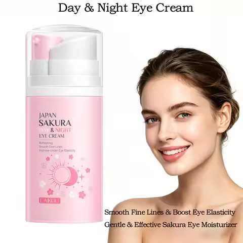 LAIKOU Japan Sakura Day Night Eye Cream Sakura Extract Refreshing Hydrating Smooth Fine Lines Improv