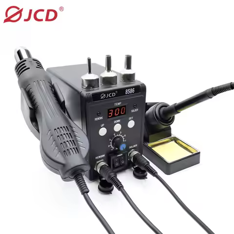 JCD 2 in 1 Soldering Station 8586 Digital Display SMD Rework Hot Air Gun Solder Iron 220V ESD Weldin