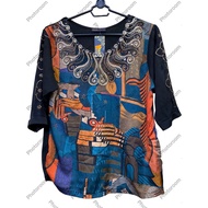 Middle-aged Women's Silk Shirt with Luxurious Stone-embellished Cotton Pattern <65kg