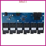 LID 100M Fiber Optics Media Converters PCBA Board 2 RJ45 to 6SC 3A+3B Port Connection