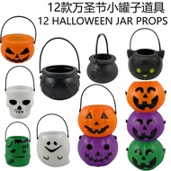Halloween Pumpkin Bucket Candy Bag Hand-begging Candy Bucket Props Small Gifts Decoration Basket Wit