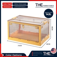 THE L40-73cm (26-143 Litre) 5 Door Opening Transparent Large Foldable Stackable Storage Box