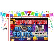 BLOX FRUITS Birthday Banner 3ft x 5ft Free 4 Lubang