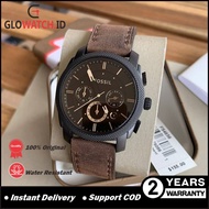 Jam Tangan Pria Fossil FS4656 / FS 4656 Machine Mid Size Chronograph Brown Leather Strap Watch Original (Garansi 2 tahun) / Support COD / Glowatch.id