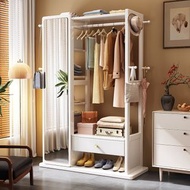 櫻桃傢俱 - 實木衣帽架房間落地掛衣架客廳鞋架帶穿衣鏡多功能帶櫃桶鞋櫃100CM
