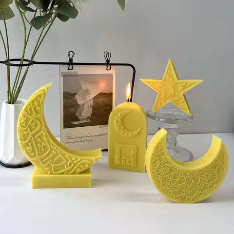 Eid Mubarak Ramadan Moon Star Candle Mold Handmade Aroma Candle Resin Silicone Mold Islam Muslim Ram