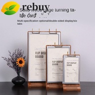 REBUY Ads Display Stand, Wooden Holder Loose leaf Menu Card Holder, Multipurpose Label Holder Multi 