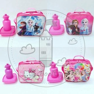iSchoolDy Kids Princess Elsa Anna Kitty Lunch Box Water Bottle Bag Set