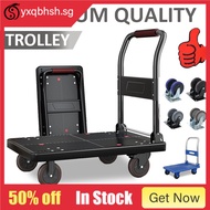 Foldable Trolley 120kg Flat Black Thickened Bearing Platform Trolley MHP5