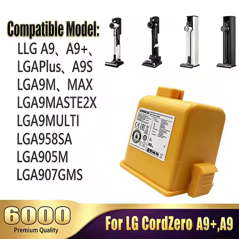 for LG A9S LCD Cordless Vacuum Cleaner Battery Replacement 6000mAh Li-ion Pack Compatible O9884GE O9