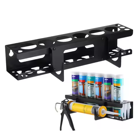 Caulking Gun And Tube Holder Wall Mounted Hand Caulk Tools Storage Rack Holds 6 Tubes And Caulking N