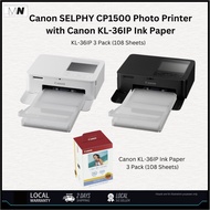 Canon SELPHY CP1500 Compact Photo Printer + Canon KL-36IP Ink Paper (108 Sheets) Bundle