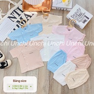 (01 BỘ & COMBO 03 BỘ)BỘ CỘC TAY UNCHI CHẤT PETIT THUN LẠNH MÀU TRƠN CO DÃN 4 CHIỀU KHUY LỆCH cho bé 