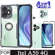 itel A50 Shockproof Phone Case for itel RS4 A70 A60 60s 4 in 1 Camera Lens Glass Screen Protector an