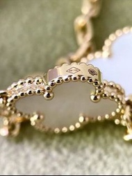 Van Cleef & Arpels 白貝母四葉草五花手鏈