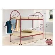 3V Double Decker Powder Coat Metal Bed Frame With Cloth Drying Rack(Silver color)