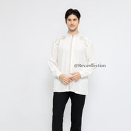 ASLI Baju Koko Jaquard Dewasa Putih Bordir Premium Baju Koko Pria