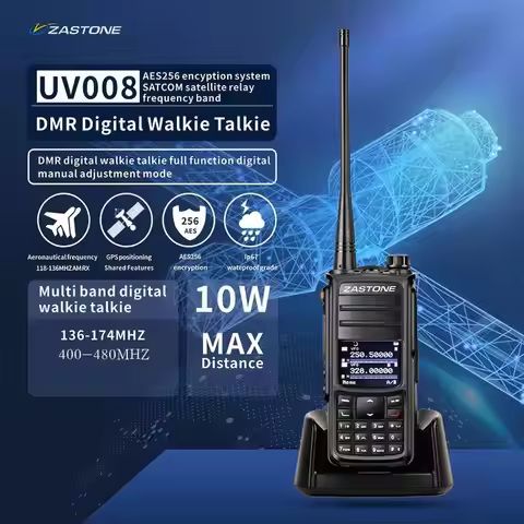 ZASTONE UV008 DMR Digital Walkie Talkie Gps 10W Two Way Radio DMR AES256 Encryption IP67 Waterproof