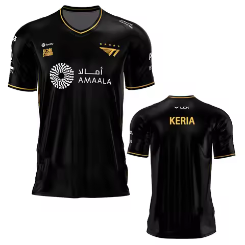 Faker Black Worlds Championship Jersey T-shirt Male 2025 LOL Esports Lck T1 Team Tees Oversized Unis