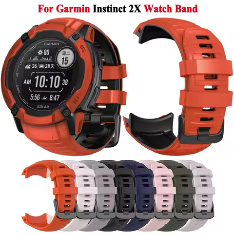 Strap For Garmin Instinct 2X Solar Smartwatch Bands Silicone Watchband Bracelet Replacement Wristban