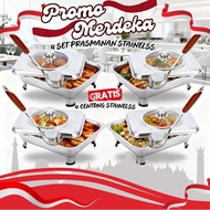 COMBO MERDEKA 4 SET PRASMANAN STAINLESS EXTRA 4 CENTONG KUALITAS TERJAMIN