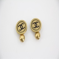 Chanel Vintage 94A 金屬黑色CC圓形金色袖扣/鈕扣