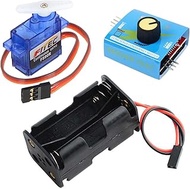 Wishiot Micro Servo Tester Kit, FS90R 9g Servo Motor 360°+3CH Digital Servo Tester ESC Speed Control