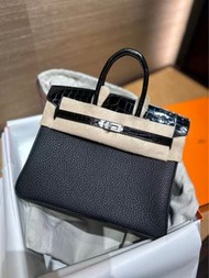 Hermes Birkin25 noir phw touch 亮面鱷魚 G stamp