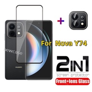 2in1 Screen Protector Tempered Glass For Huawei nova Y74 Y73 4G 2026 Nova Y 74 73 NovaY74 NovaY73 Te