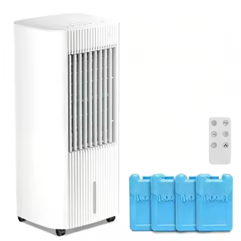 Portable Air Cooler for Apartments Bedroom Office, White Plastic 3-in-1 Swamp Cooler with Ice Packs,