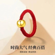 Pure Gold 999 Transfer Bead Ring Female 3D Hard Gold High-value Hand-woven Sugar Cube Bead Ring Girl